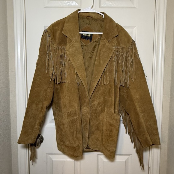 Learsi Women's Fringed Suede Leather Jacket Western Rodeo Rancher Cowgirl Sz L - Picture 6 of 16